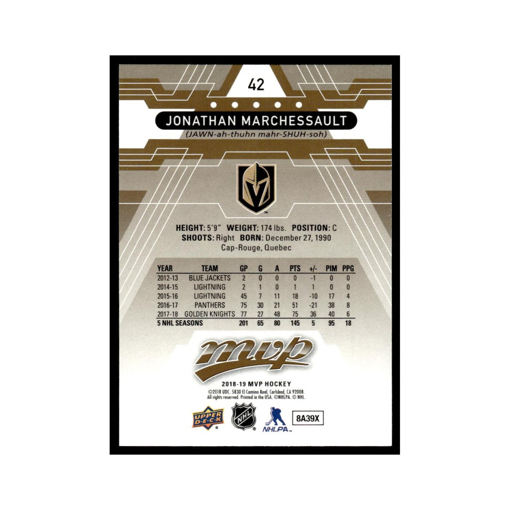 Jonathan Marchessault 2018 Upper Deck MVP #42 Vegas Golden Knights NM