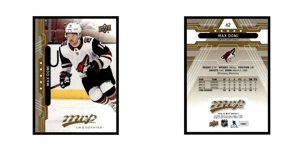 Max Domi 2018 Upper Deck MVP #62 Arizona Coyotes Hockey Card NM