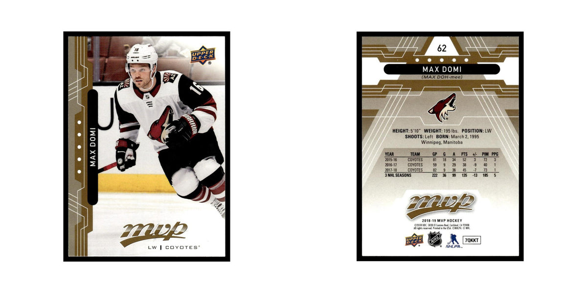 Max Domi 2018 Upper Deck MVP #62 Arizona Coyotes Hockey Card NM