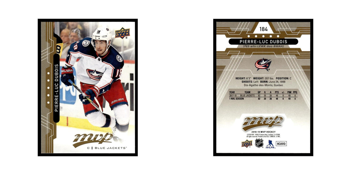 Pierre-Luc Dubois 2018 Upper Deck MVP #184 Columbus Blue Jackets Hockey Card NM