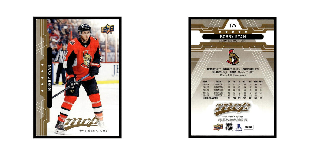 Bobby Ryan 2018 Upper Deck MVP #179 Ottawa Senators Hockey Card NM