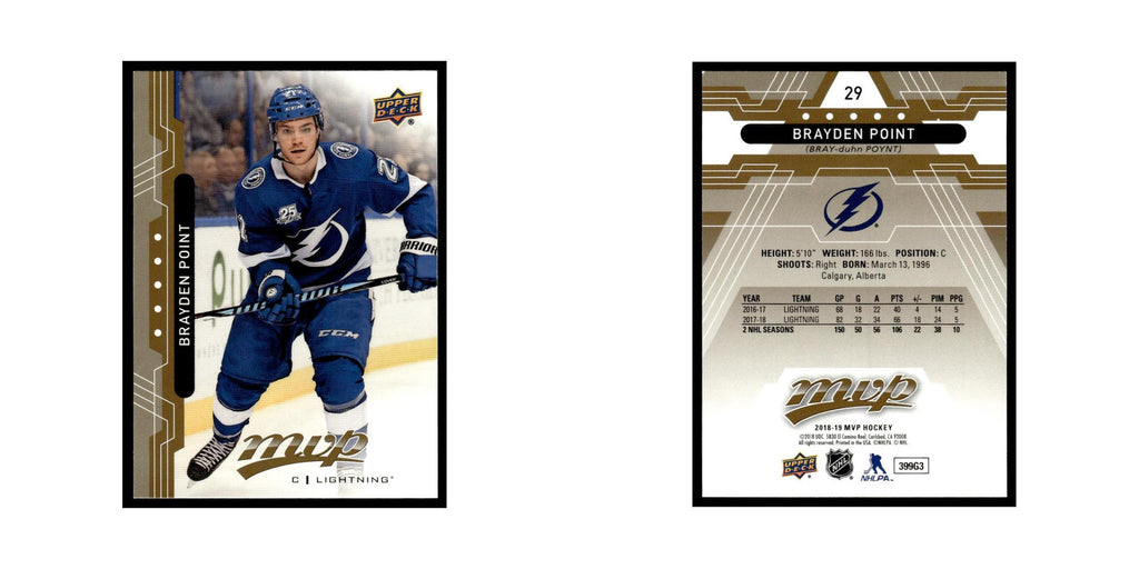 Brayden Point 2018 Upper Deck MVP #29 Tampa Bay Lightning Hockey Card NM