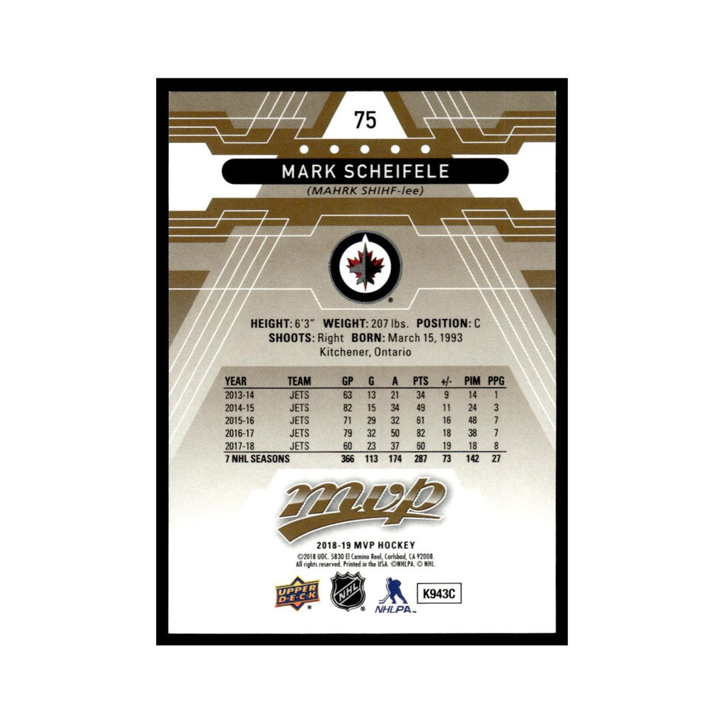 Mark Scheifele 2018 Upper Deck MVP #75 Winnipeg Jets Hockey Card NM