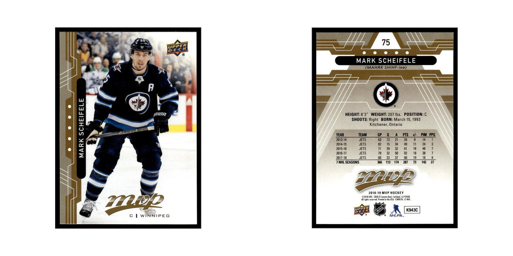 Mark Scheifele 2018 Upper Deck MVP #75 Winnipeg Jets Hockey Card NM