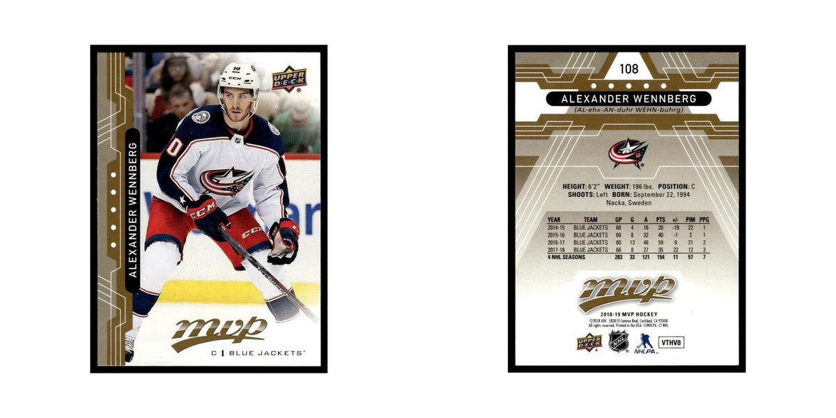 Alexander Wennberg 2018 Upper Deck MVP #108 Columbus Blue Jackets Hockey Card NM