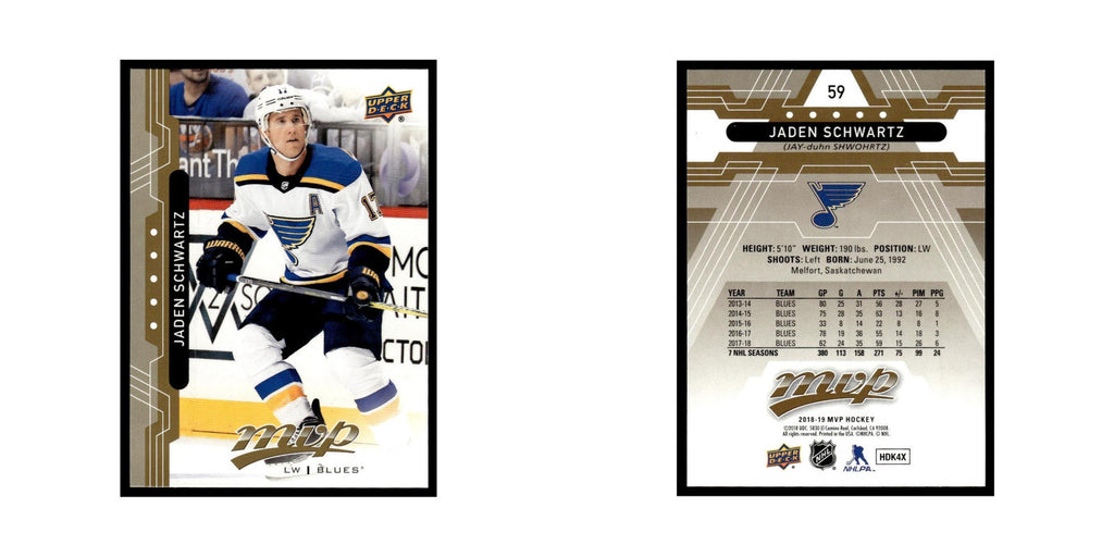 Jaden Schwartz 2018 Upper Deck MVP #59 St. Louis Blues Hockey Card NM