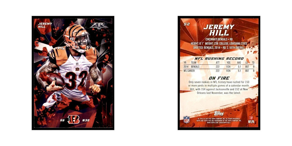 2015 Topps Fire Jeremy Hill Football Cards #52