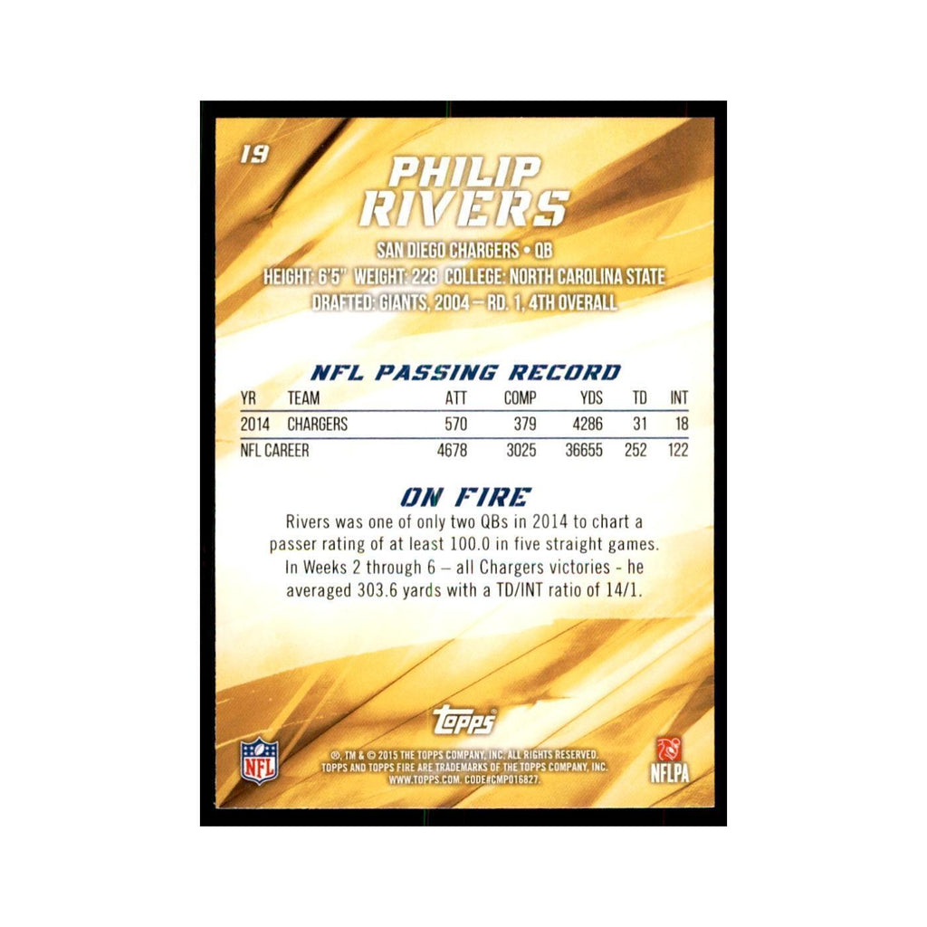 2015 Topps Fire Philip Rivers Football Cards #19