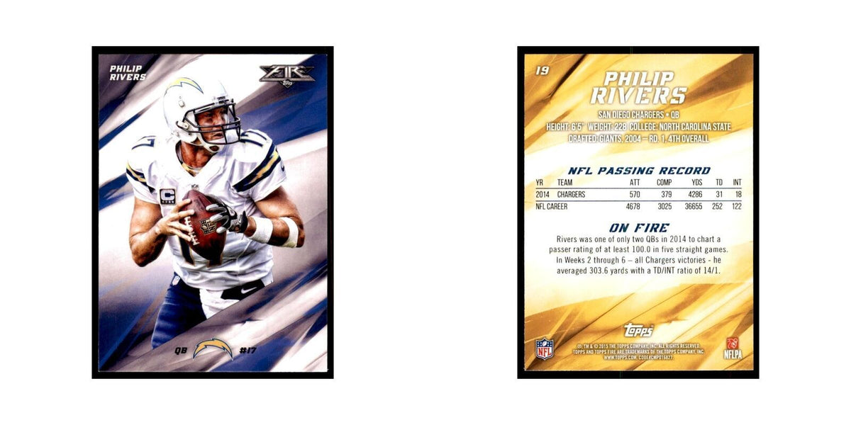 2015 Topps Fire Philip Rivers Football Cards #19