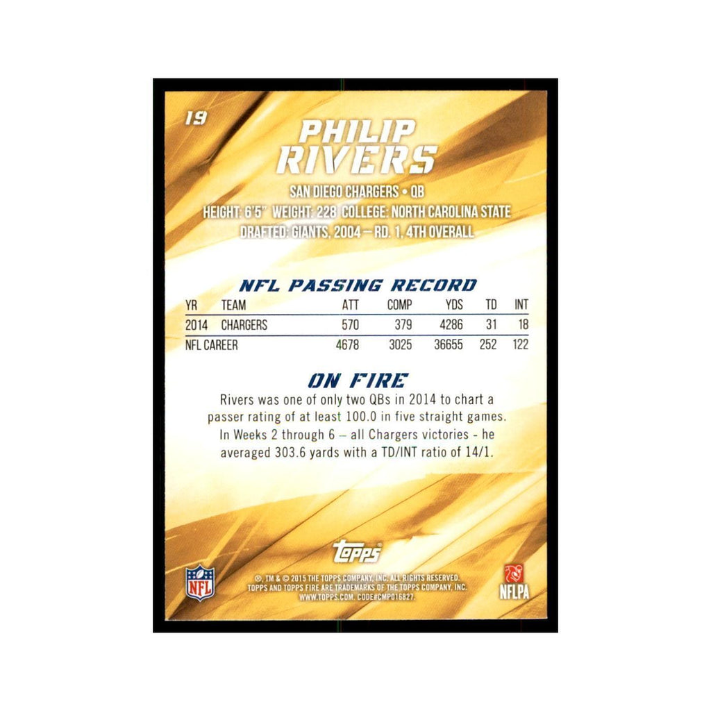 2015 Topps Fire Philip Rivers Football Cards #19