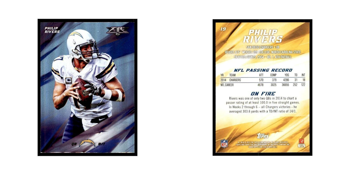 2015 Topps Fire Philip Rivers Football Cards #19