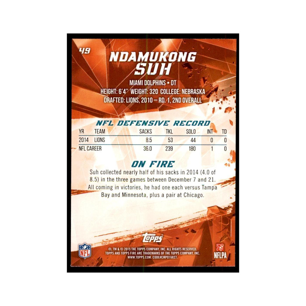 2015 Topps Fire Ndamukong Suh Football Cards #419
