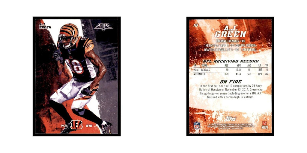 2015 Topps Fire A.J. Green Football Cards #16