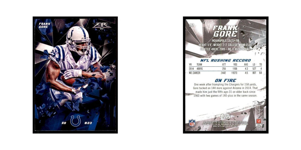 2015 Topps Fire Frank Gore Football Cards #91