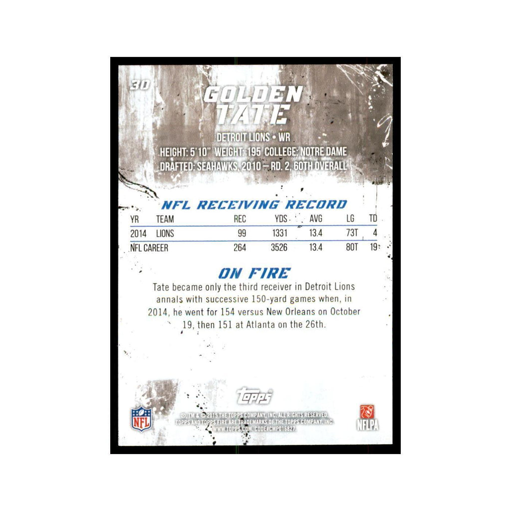 2015 Topps Fire Golden Tate Football Cards #30