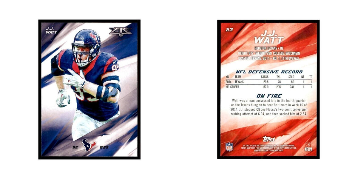 2015 Topps Fire J.J. Watt Football Cards #23