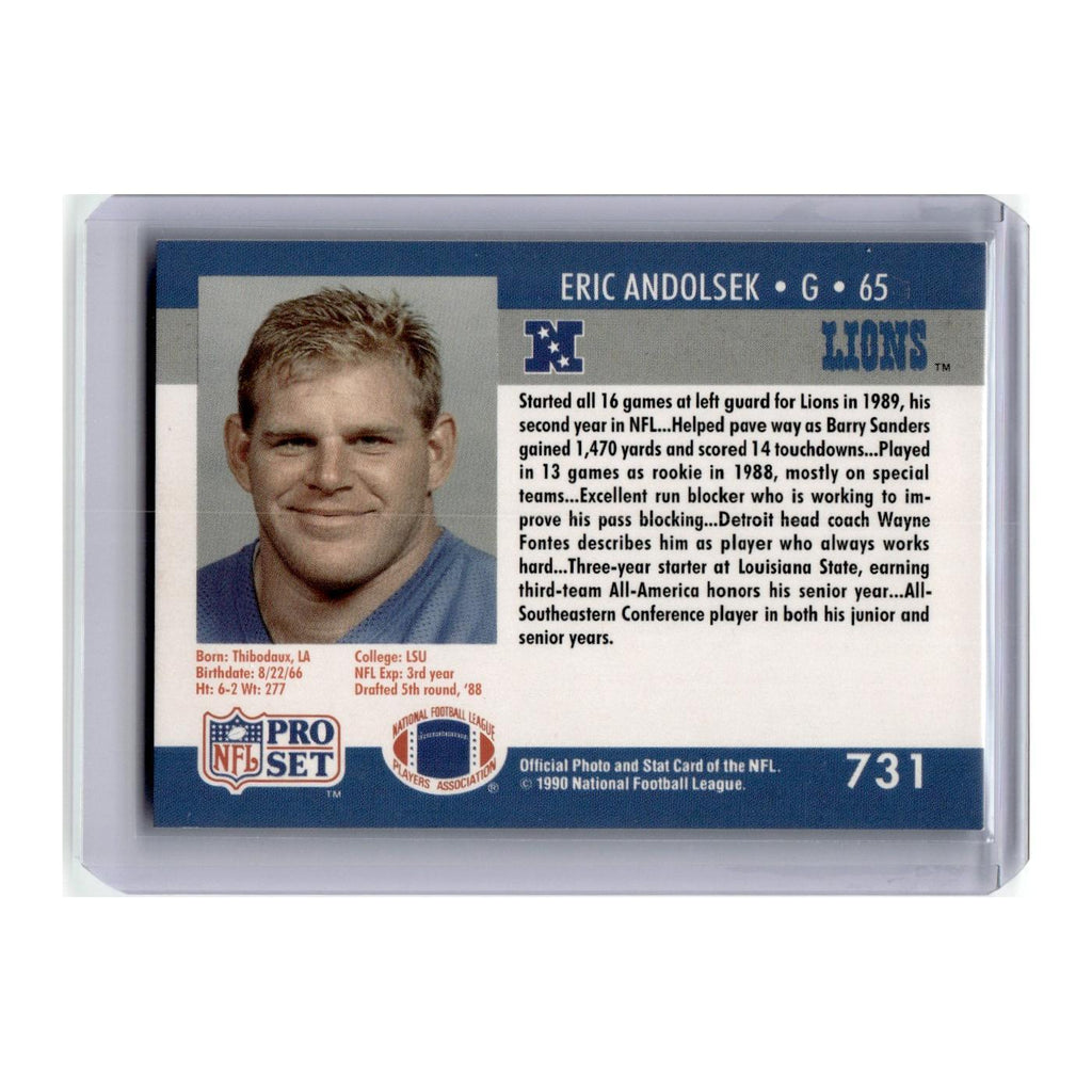 1990 Pro Set Eric Andolsek RC Lions #731
