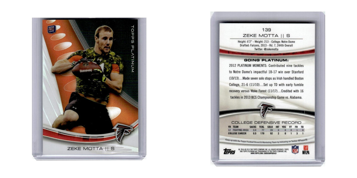 2013 Topps Platinum Zeke Motta RC Falcons #139