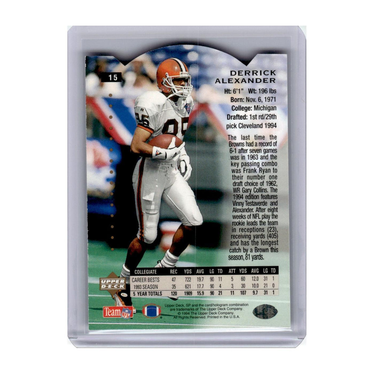 1994 SP Premier Prospects Derrick Alexander Browns #15