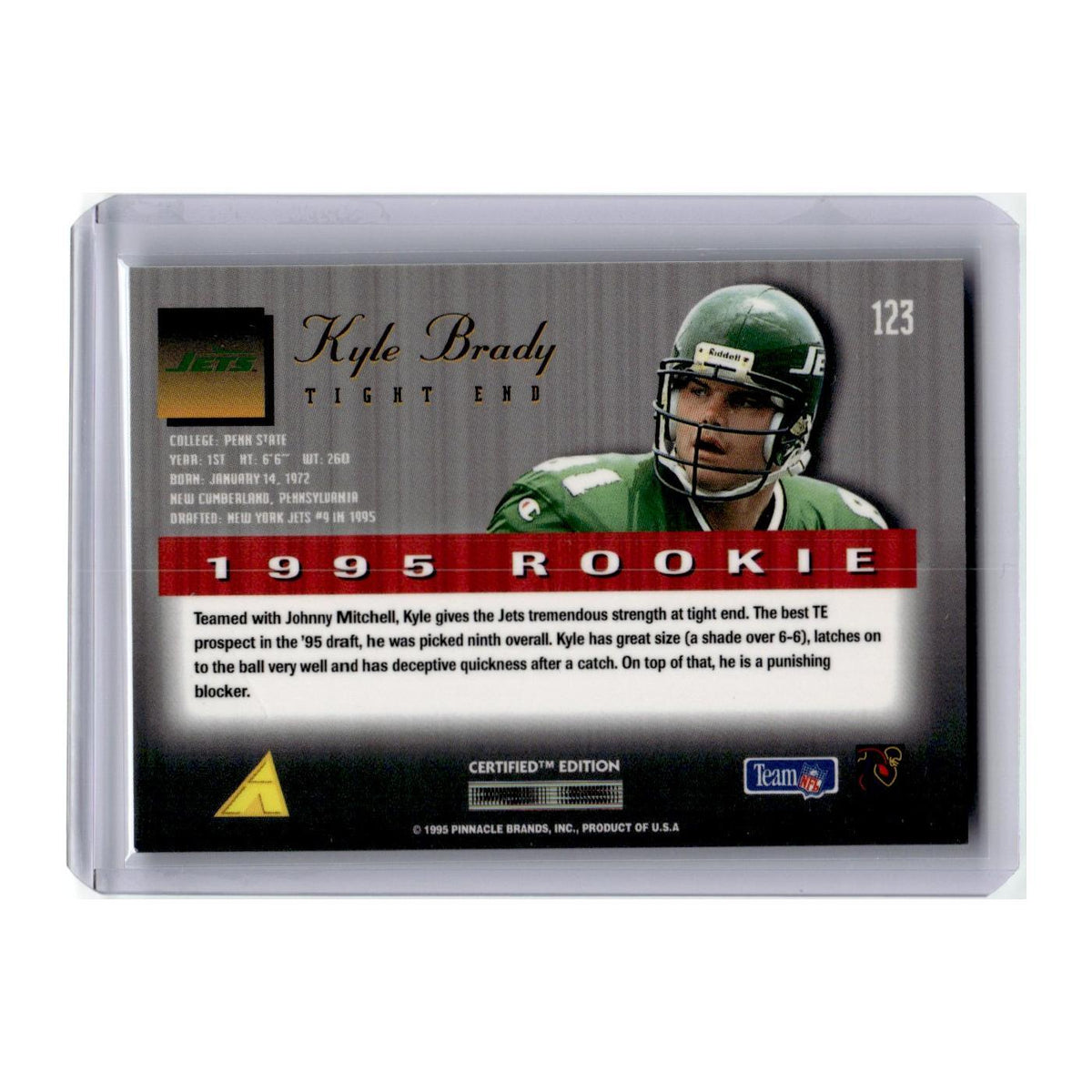 1995 Select Certified Kyle Brady RC Jets #123