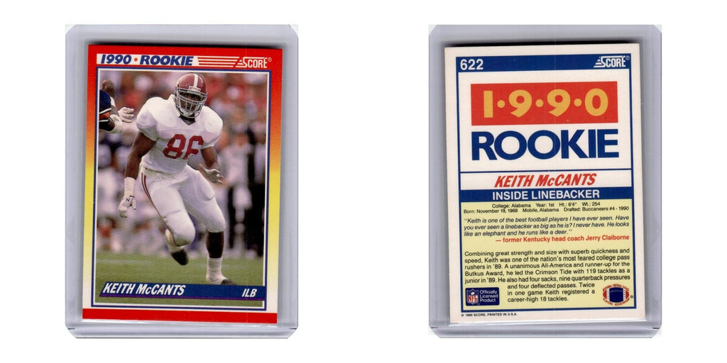 1990 Score Keith McCants RC Buccaneers #622