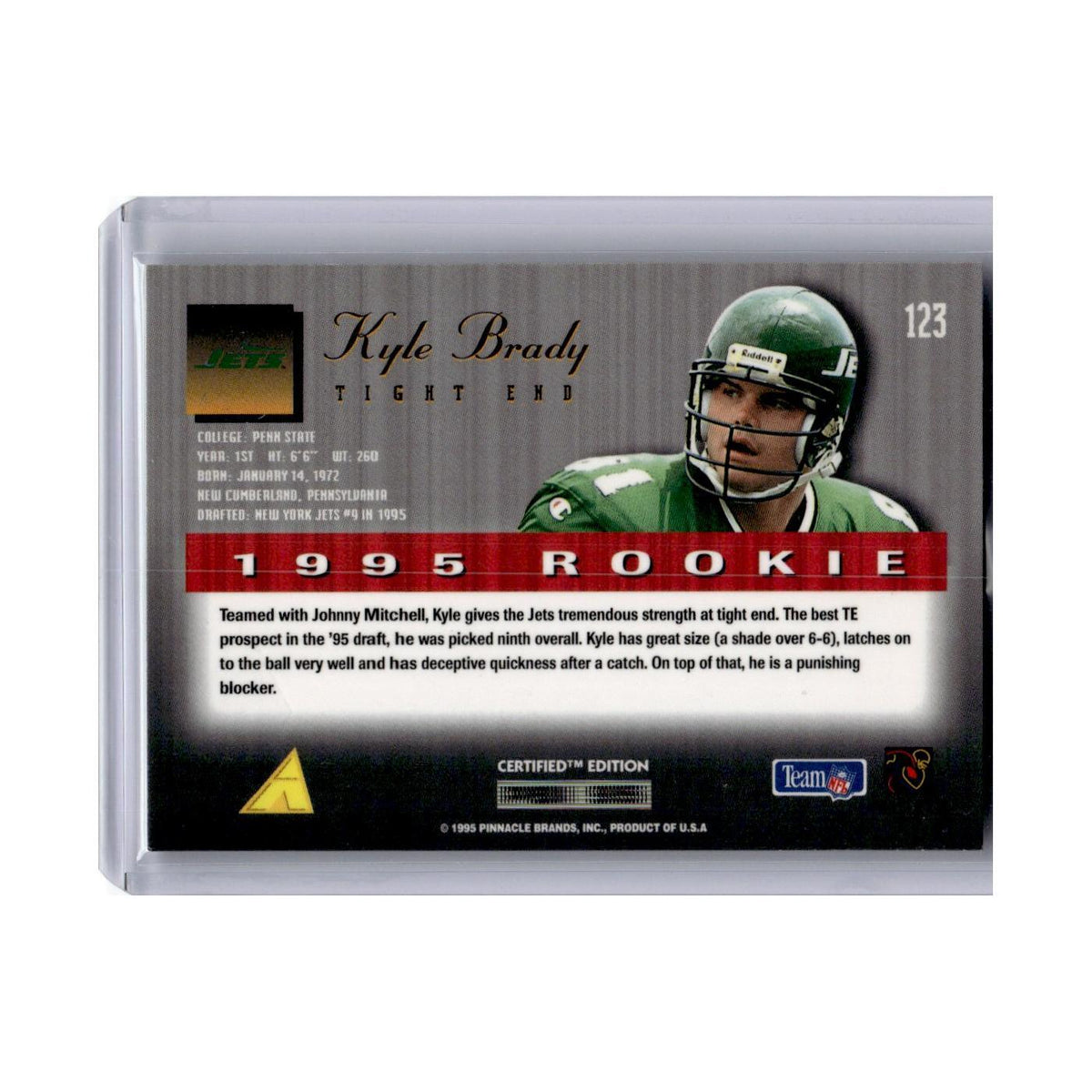1995 Select Certified Kyle Brady RC Jets #123