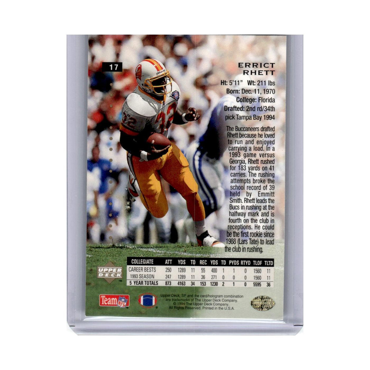 1994 SP Premier Prospects Errict Rhett #17