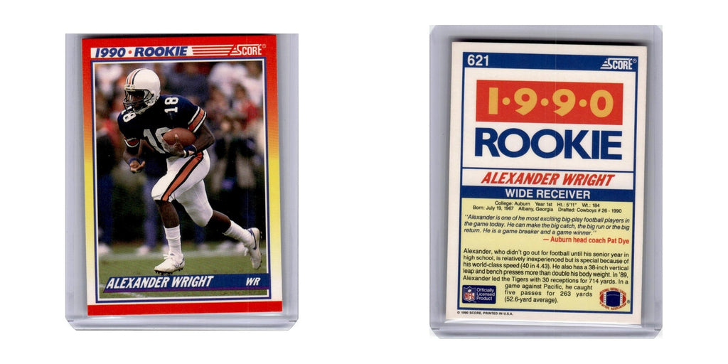1990 Score Alexander Wright RC Cowboys #621