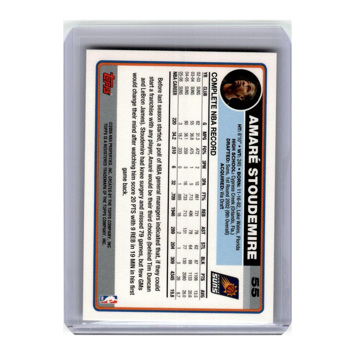 2006 Topps Amare Stoudemire Suns #55