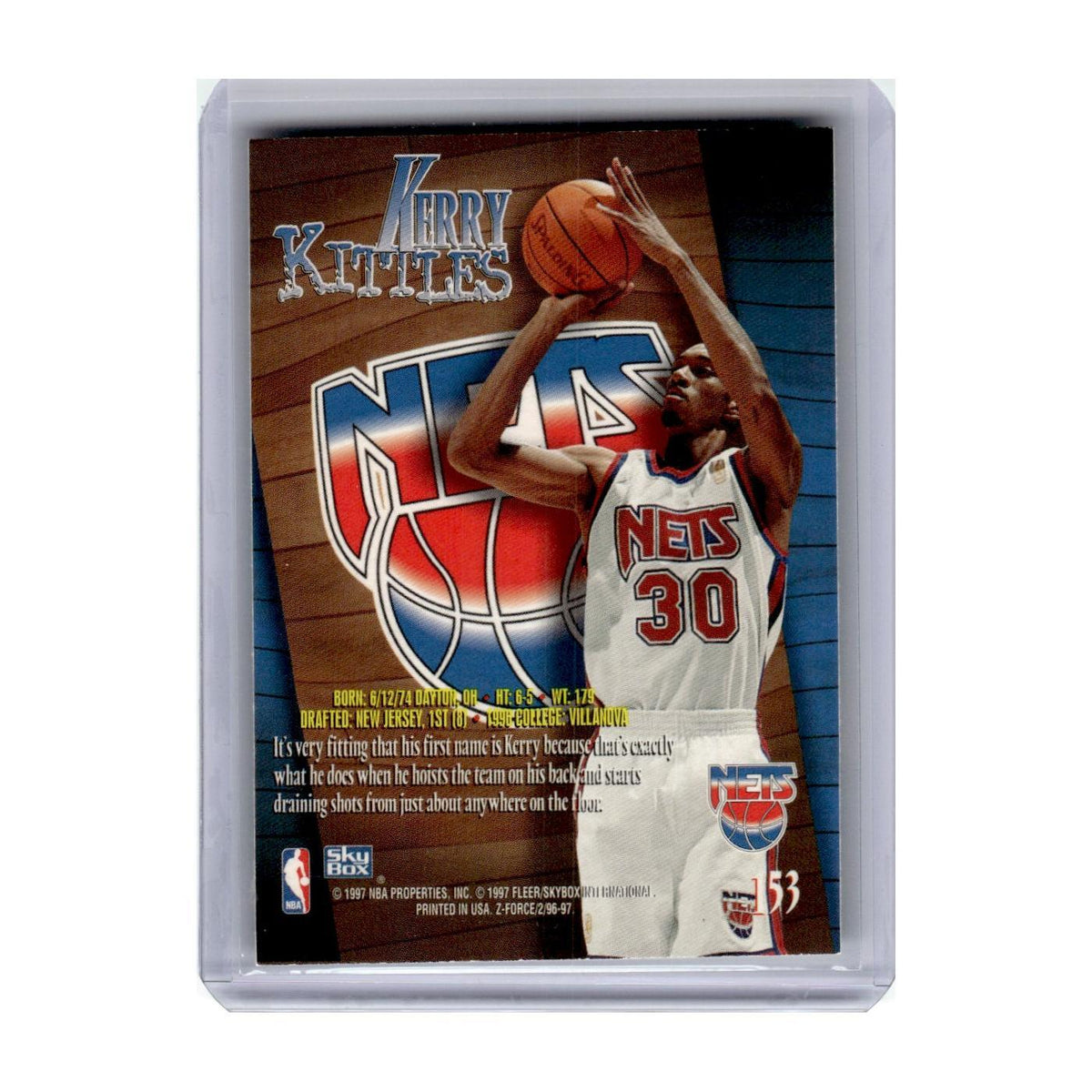 1996 SkyBox Z-Force Kerry Kittles RC Nets #153