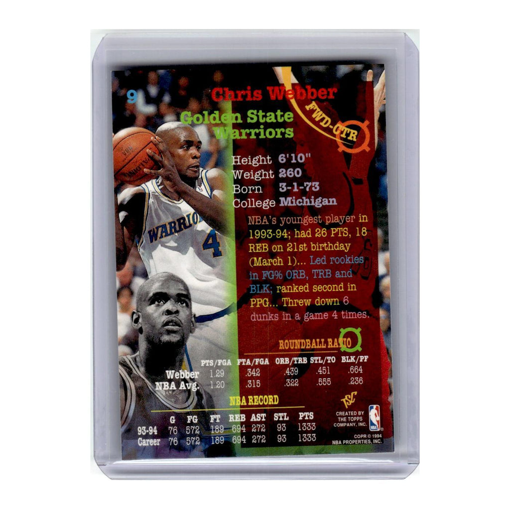 1994 Stadium Club Chris Webber Golden State Warriors #9