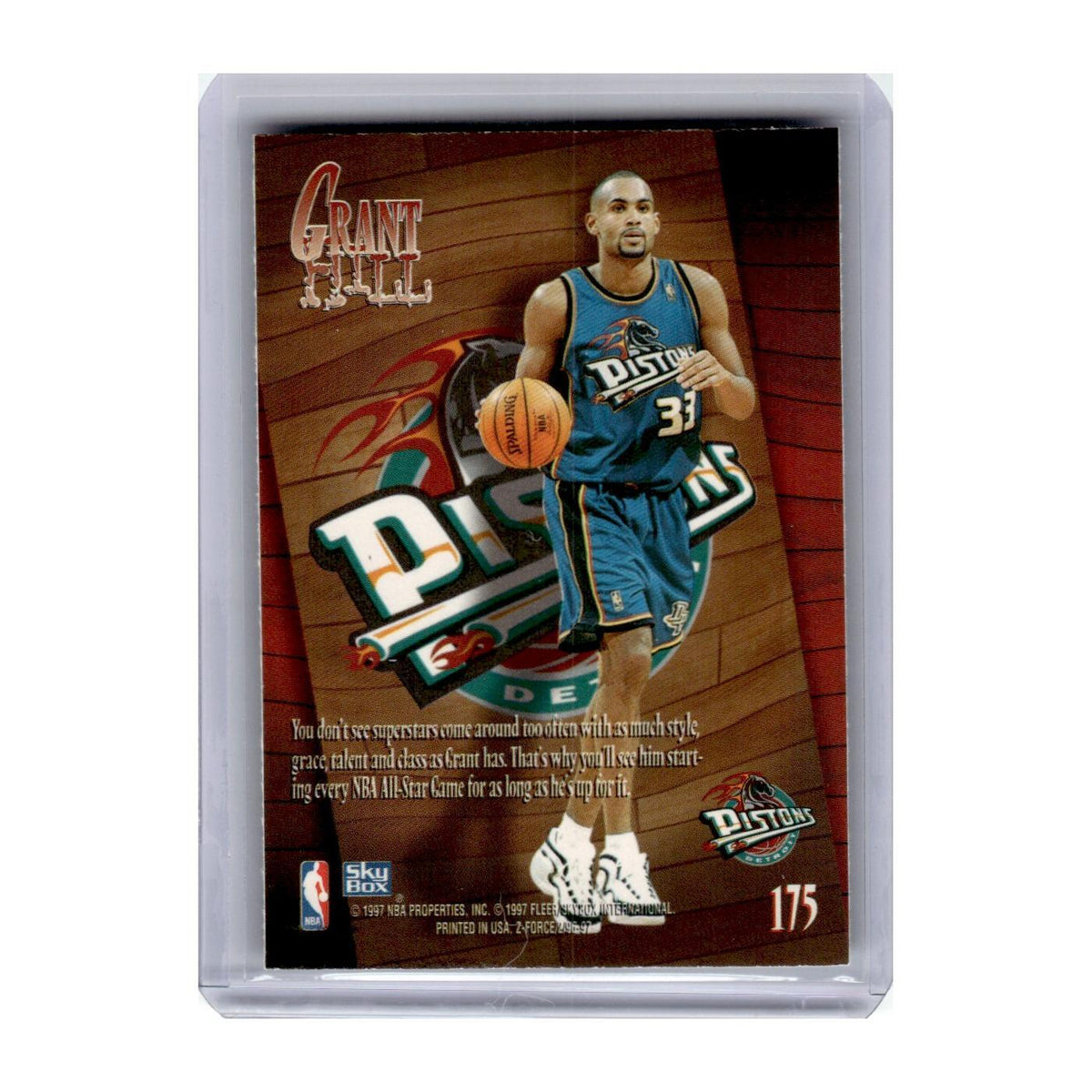 1996 SkyBox Z-Force Grant Hill Pistons #175