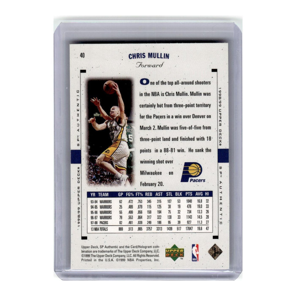 1998 SP Authentic Chris Mullin Pacers #40