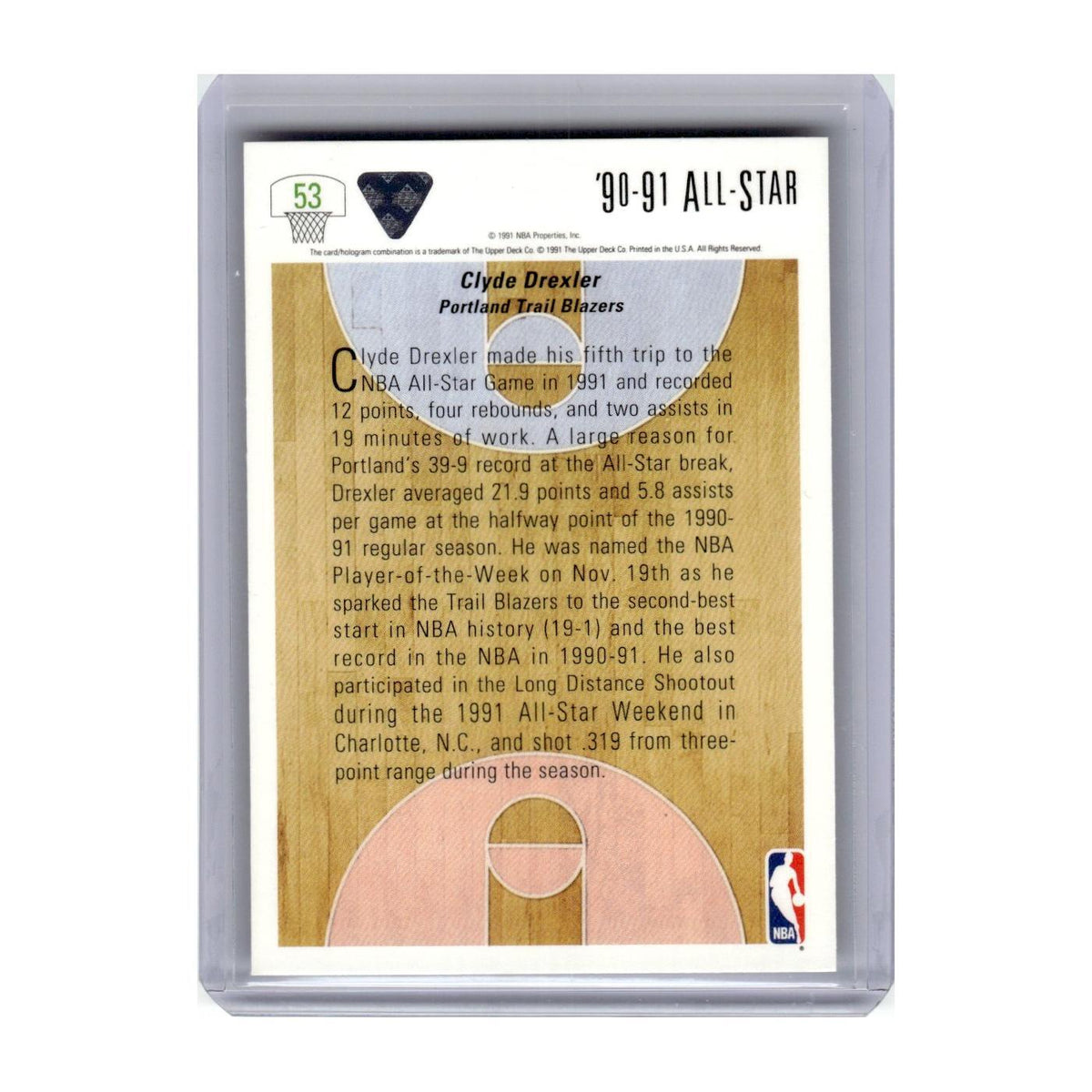 1991 Upper Deck Clyde Drexler Blazers #53