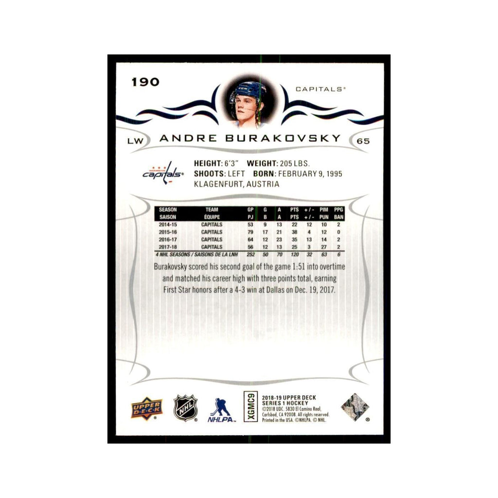 Andre Burakovsky 2018 Upper Deck #190 Hockey Cards Hockey Card NM