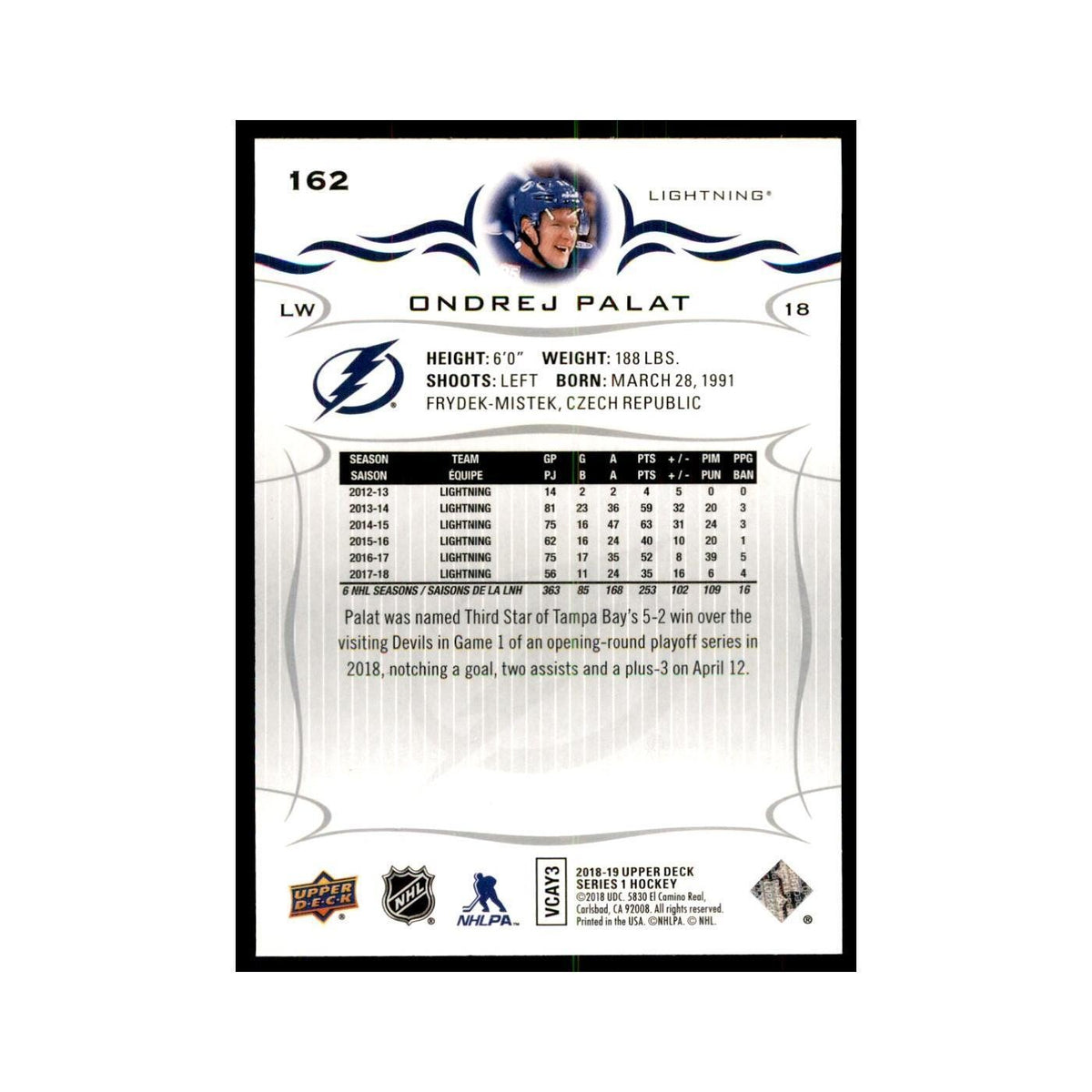 Ondrej Palat 2018 Upper Deck #162 Hockey Cards Hockey Card NM