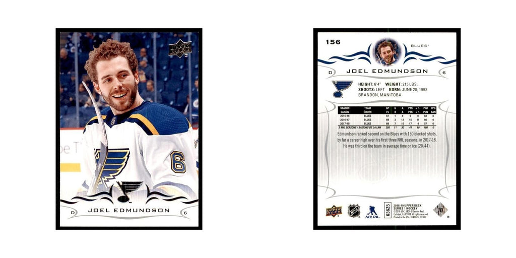 Joel Edmundson 2018 Upper Deck #156 Hockey Cards Hockey Card NM