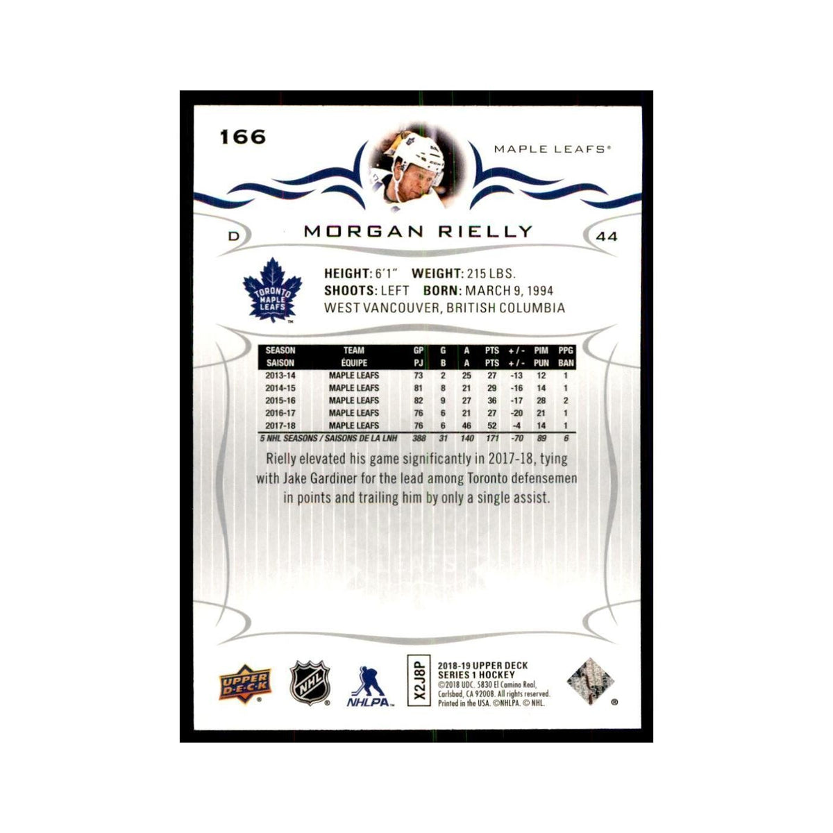 Morgan Rielly 2018 Upper Deck #166 Hockey Cards Hockey Card NM