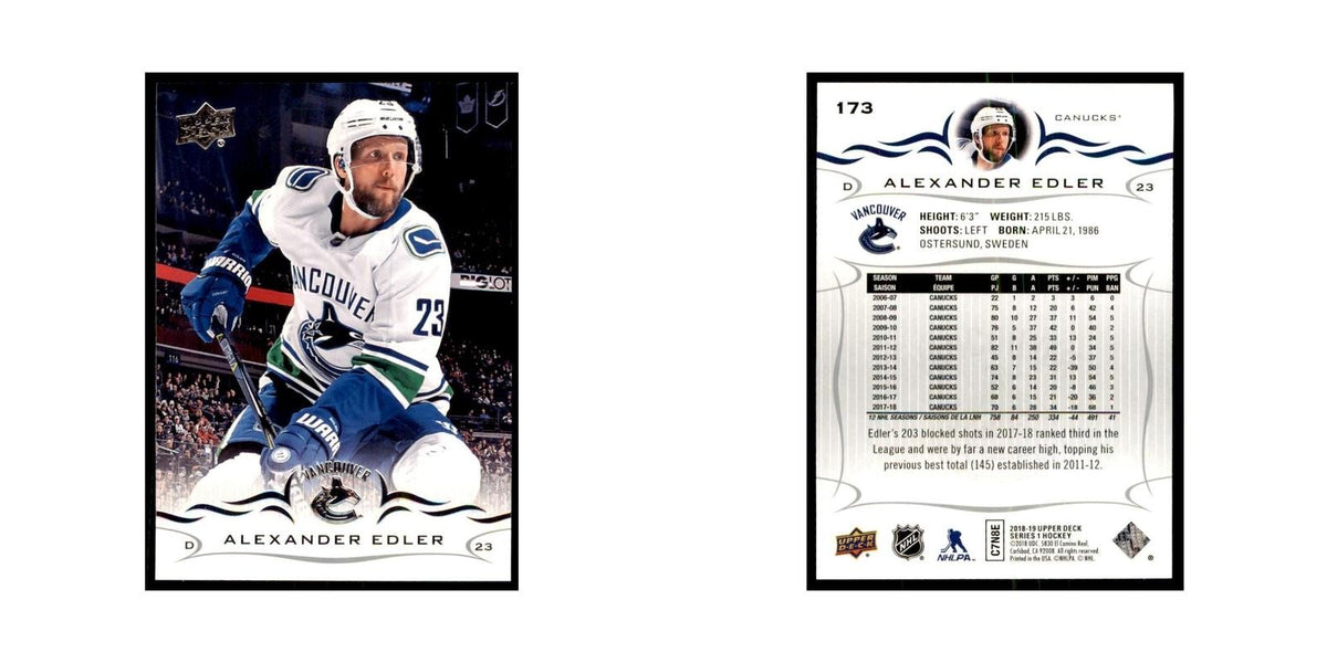 Alexander Edler 2018 Upper Deck #173 Hockey Cards Hockey Card NM