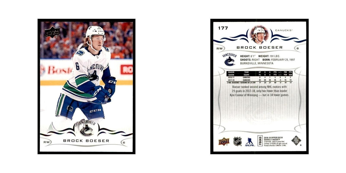 Brock Boeser 2018 Upper Deck #177 Hockey Cards Hockey Card NM