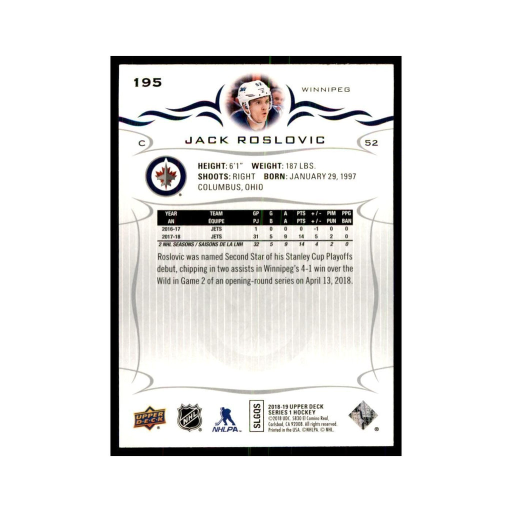 Jack Roslovic 2018 Upper Deck #195 Hockey Cards Hockey Card NM