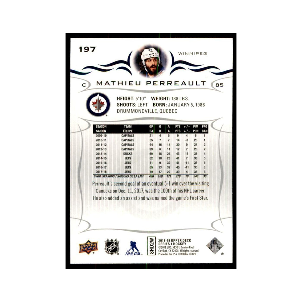 Mathieu Perreault 2018 Upper Deck #197 Hockey Cards Hockey Card NM