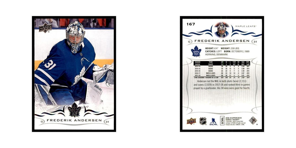 Frederik Andersen 2018 Upper Deck #167 Hockey Cards Hockey Card NM