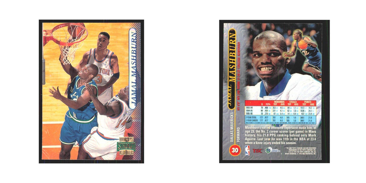 Jamal Mashburn 1996 Stadium Club #30 Dallas Mavericks Basketball Card NM