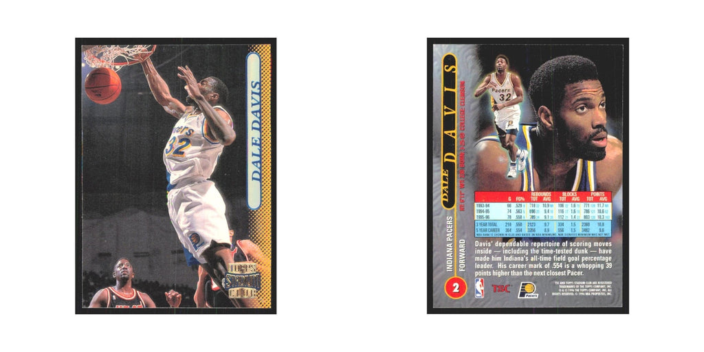 Dale Davis 1996 Stadium Club #2 Indiana Pacers Basketball Card NM