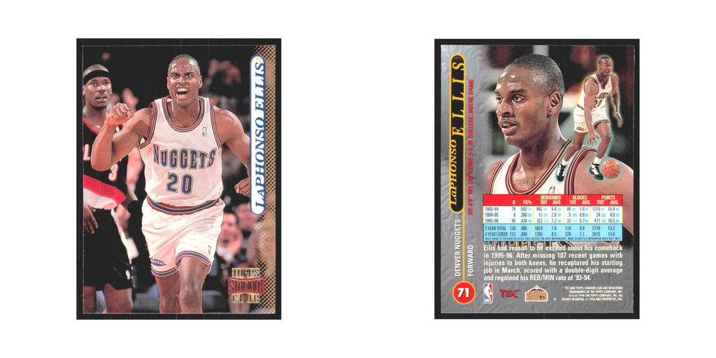LaPhonso Ellis 1996 Stadium Club #71 Denver Nuggets Basketball Card NM