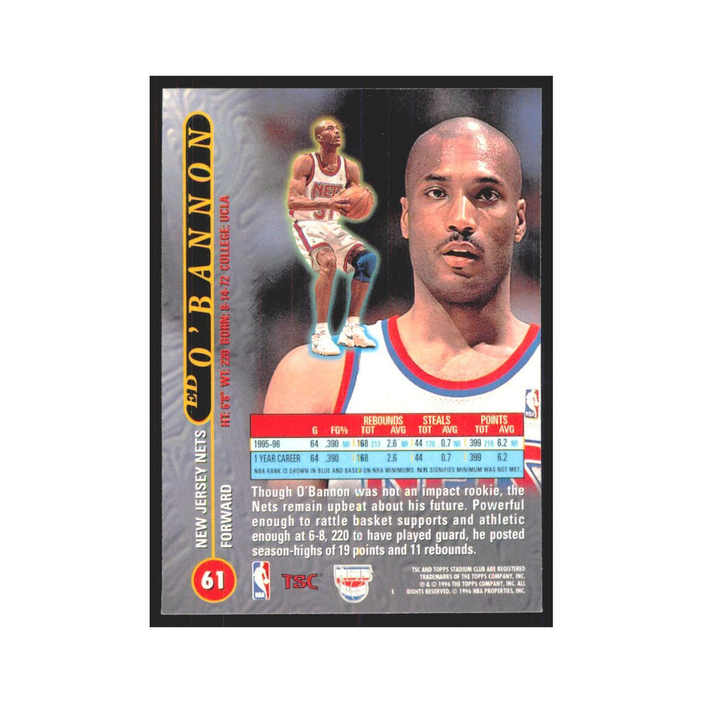 Ed O'Bannon 1996 Stadium Club #61 New Jersey Nets Basketball Card NM