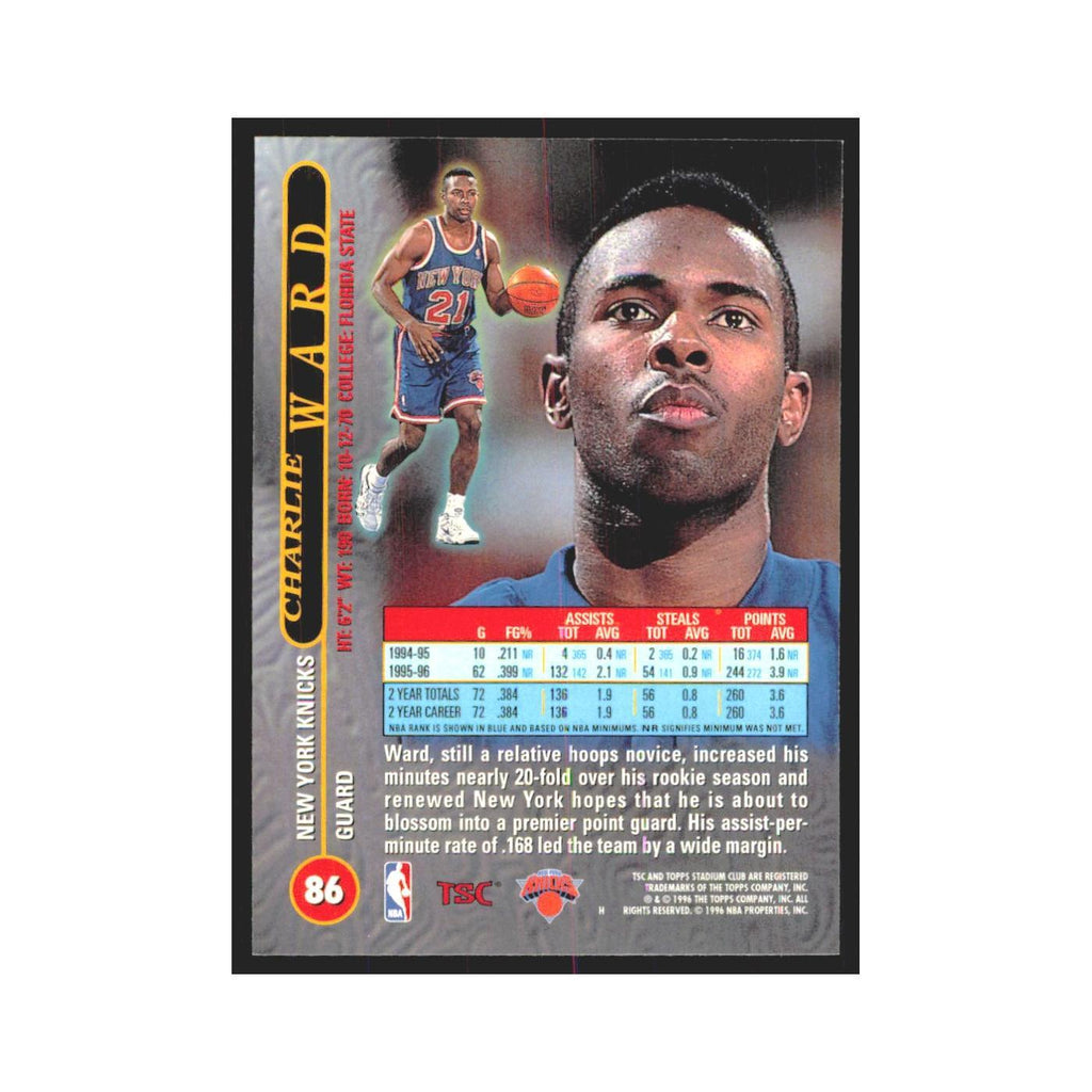 Charlie Ward 1996 Stadium Club #86 New York Knicks Basketball Card NM