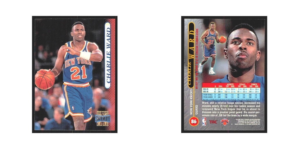 Charlie Ward 1996 Stadium Club #86 New York Knicks Basketball Card NM