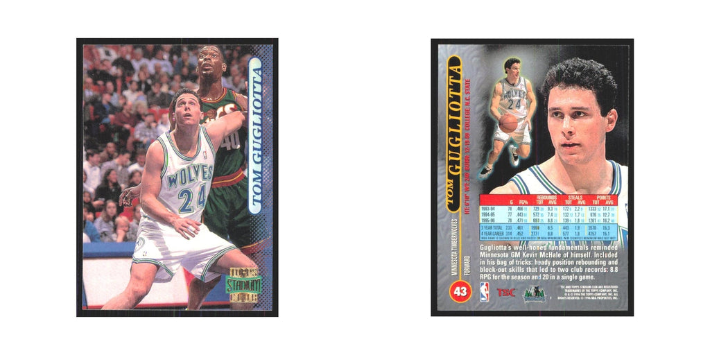 Tom Gugliotta 1996 Stadium Club #43 Minnesota Timberwolves Basketball Card NM